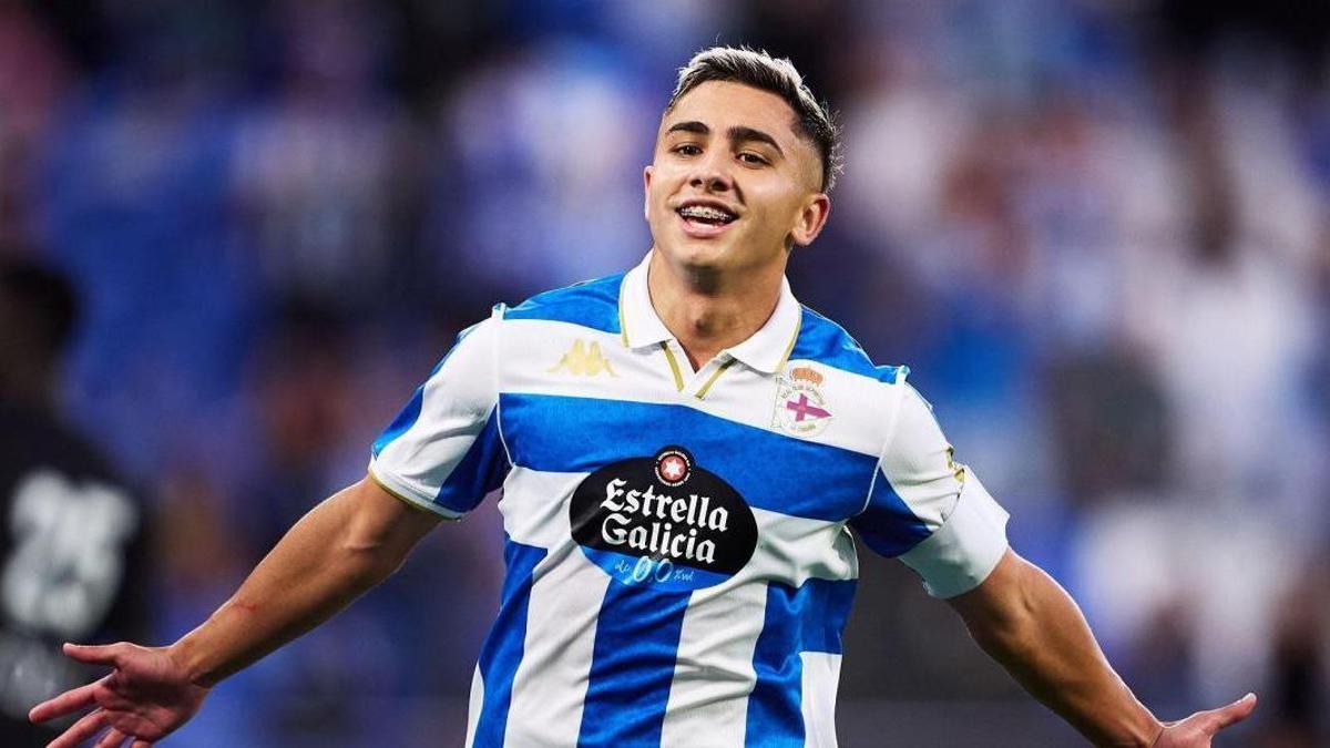Yeremay celebra un gol con el Deportivo de La Coruña