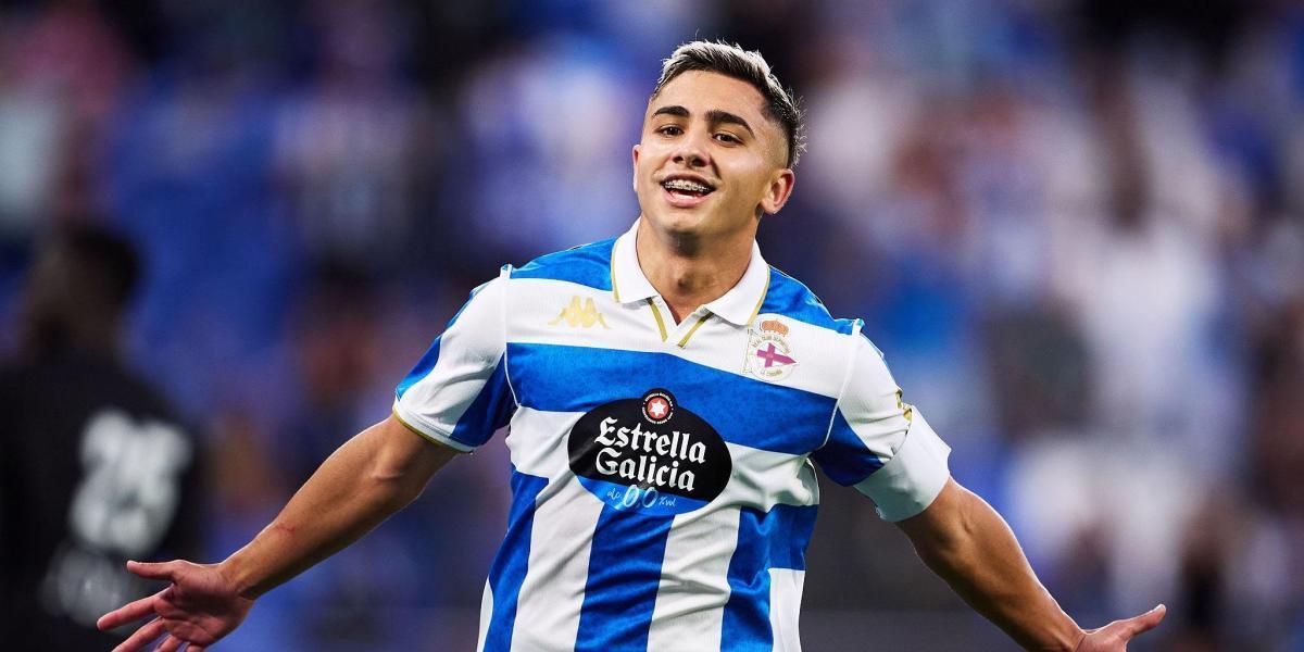 Yeremay celebra un gol con el Deportivo de la Coruña