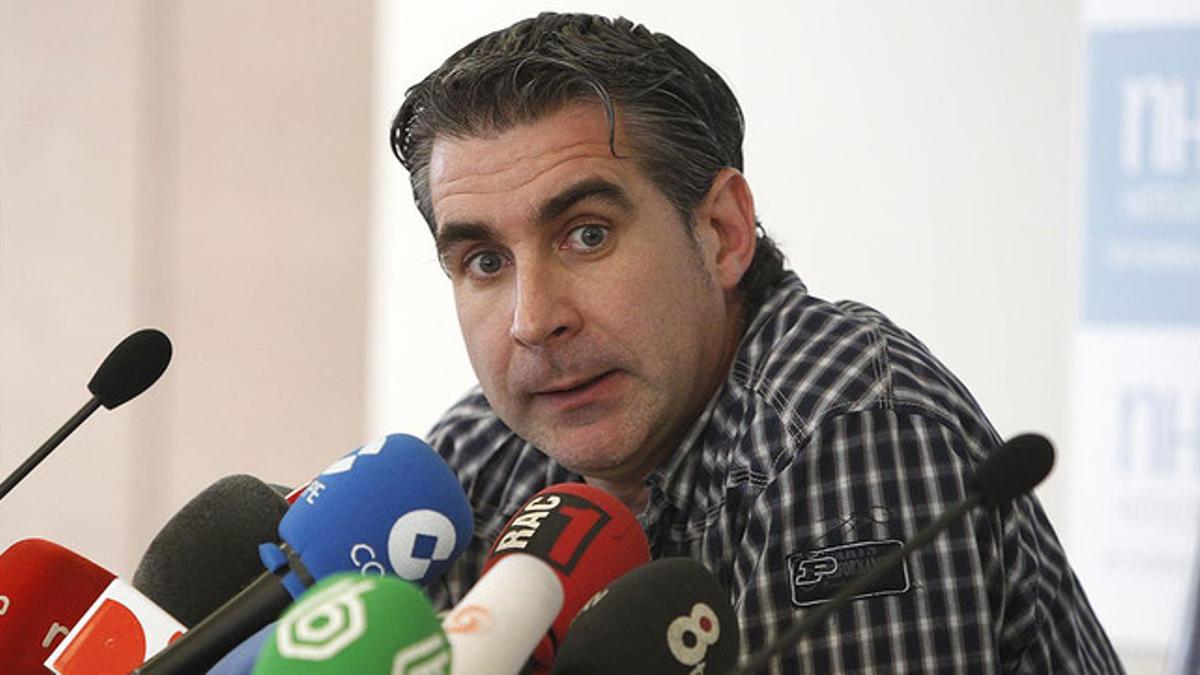 El socio azulgrana Jordi Cases, durante una rueda de prensa
