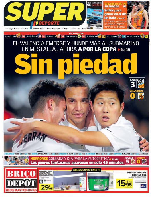 Portada SUPERDEPORTE domingo 27 enero 2019