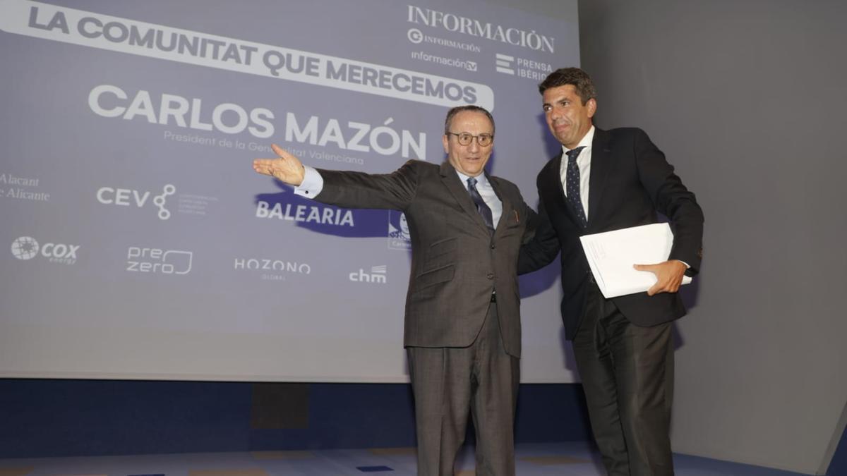 Mazón, con el presidente de Prensa Ibérica, Javier Moll.