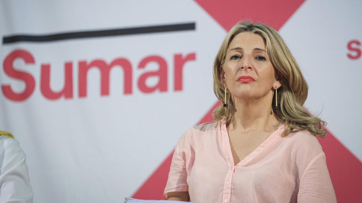 Yolanda Díaz, en un mitin de Sumar celebrado en la pasada campaña electoral.