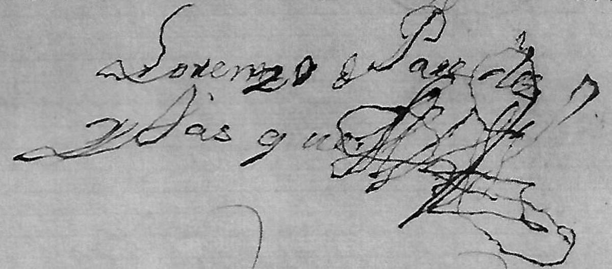 Sinatura do emigrante Lorenzo de Paredes y Vázquez que procede do seu testamento.