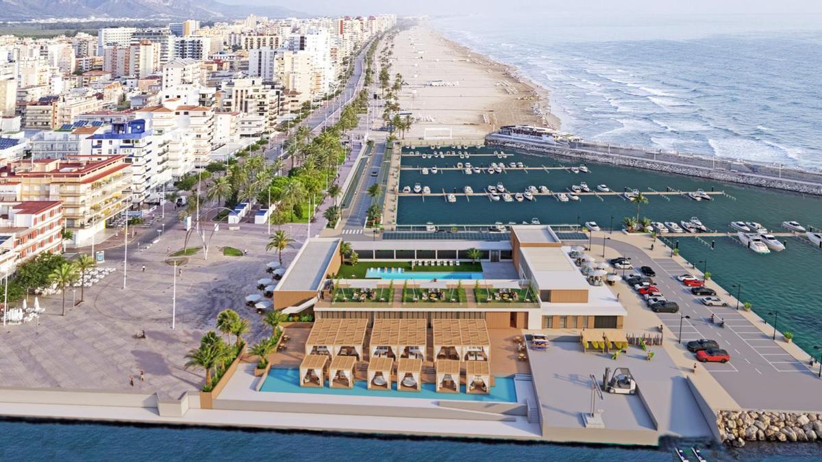 Una imagen virtual de la futura Marina de Gandia, presentada por la empresa hace unos meses, sin que haya podido empezar las obras.
