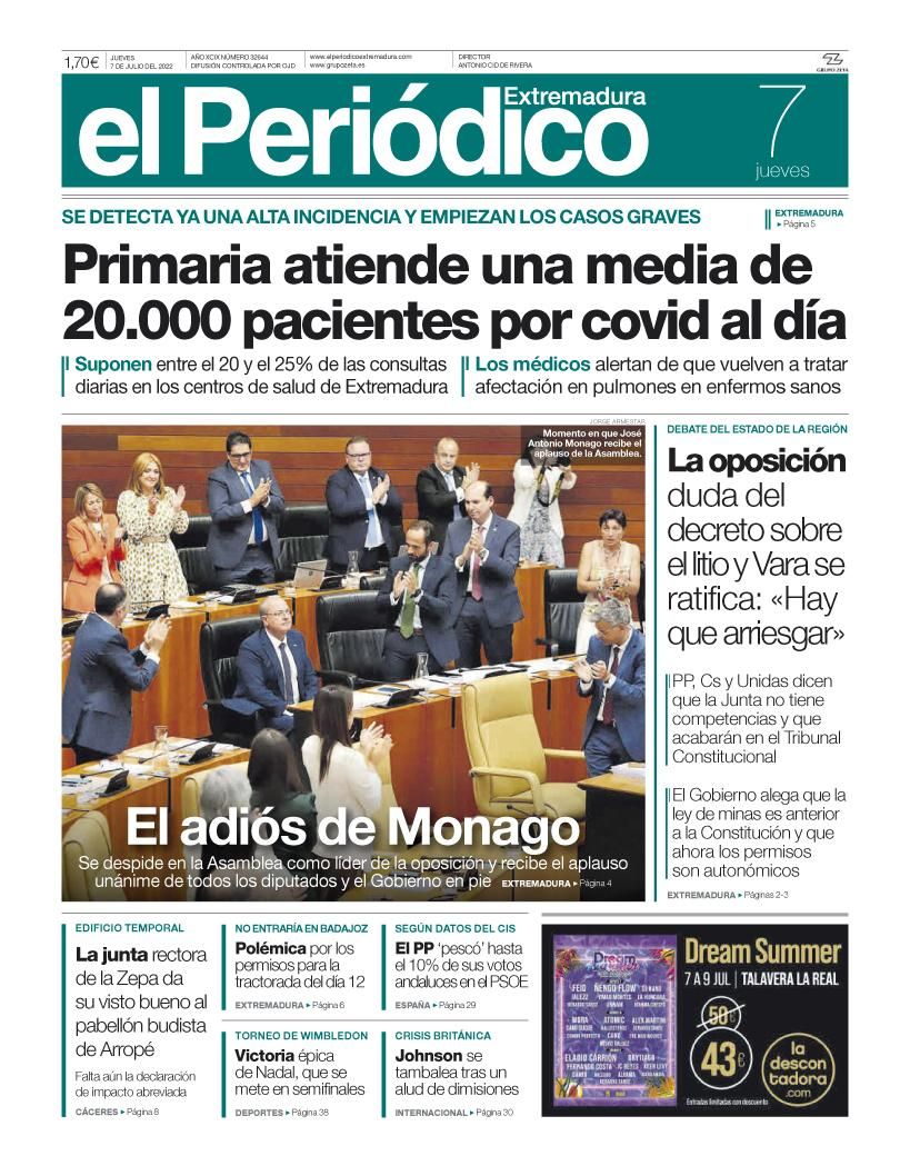 Consulta la portada correspondiente al día 7 de julio del 2022