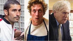 Álex García en ’El Inmortal’; Jeremy Allen White en ’The Bear’, y Keneth Branagh como Boris Johnson en ’This England’.