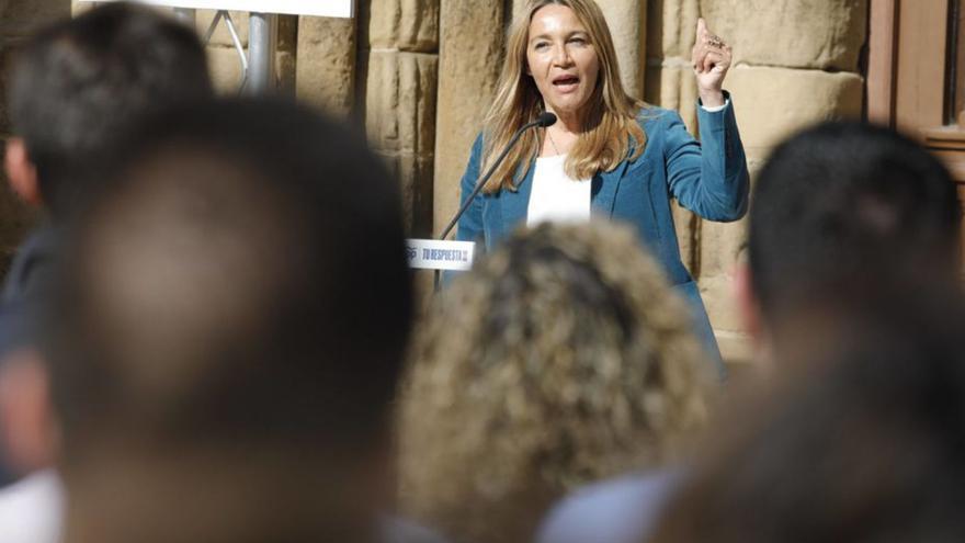 Susana Solís, en el acto de apertura de campaña, ayer, en Avilés.