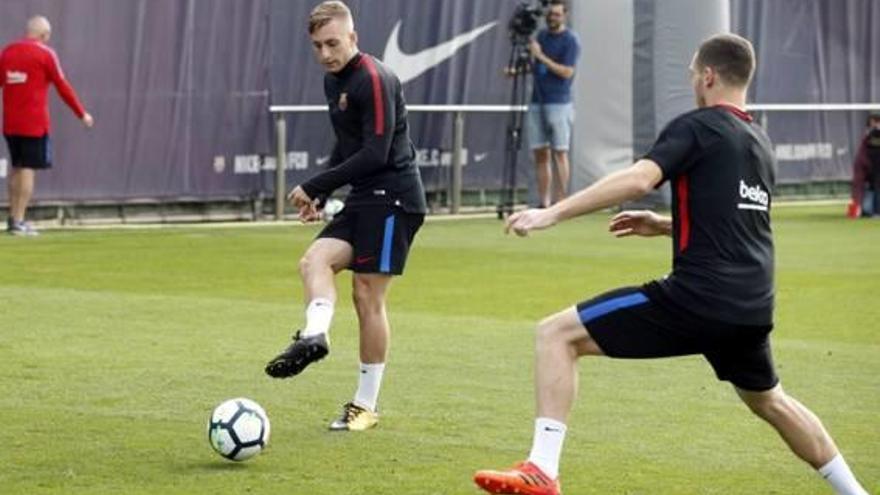 El gironí Gerard Deulofeu, en la sessió d&#039;ahir del Barça.