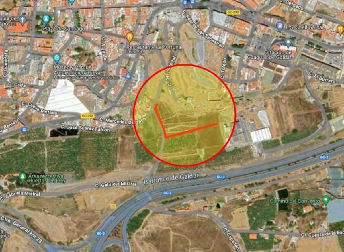 Situación y emplazamiento de las obras en el barrio de El Hospital, en Gáldar.
