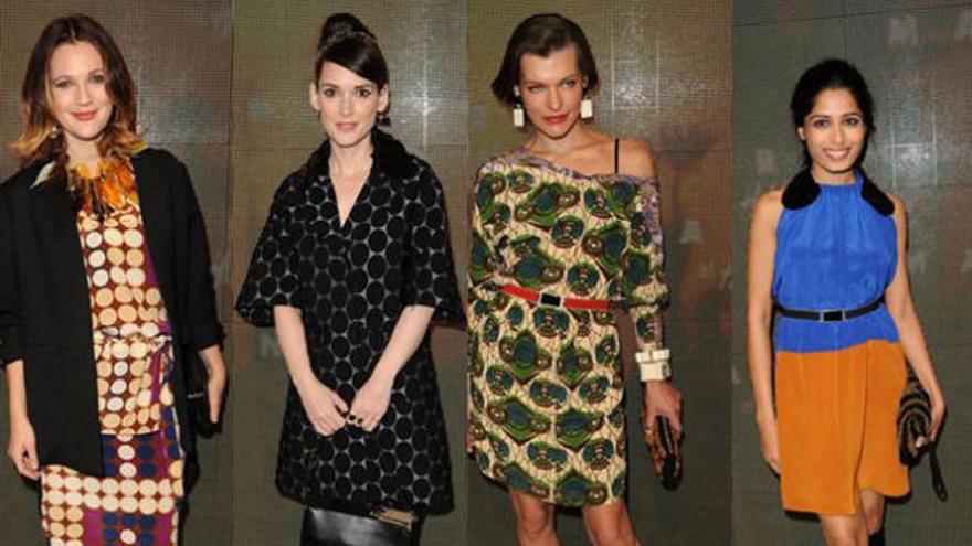 Drew Barrymore, Winona Ryder, Mila Jovovich y Freida Pinto