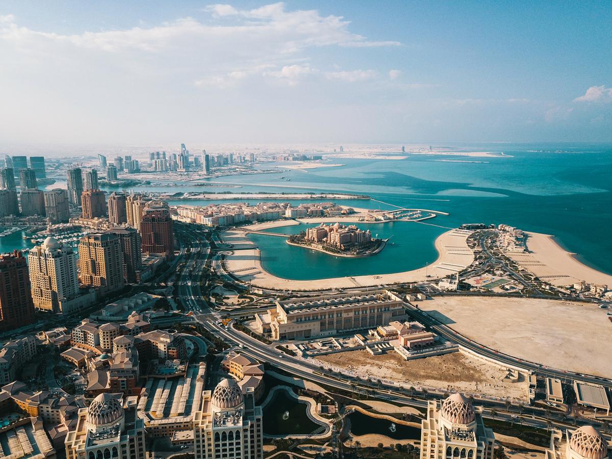 La perla de Doha en vista aérea de Qatar