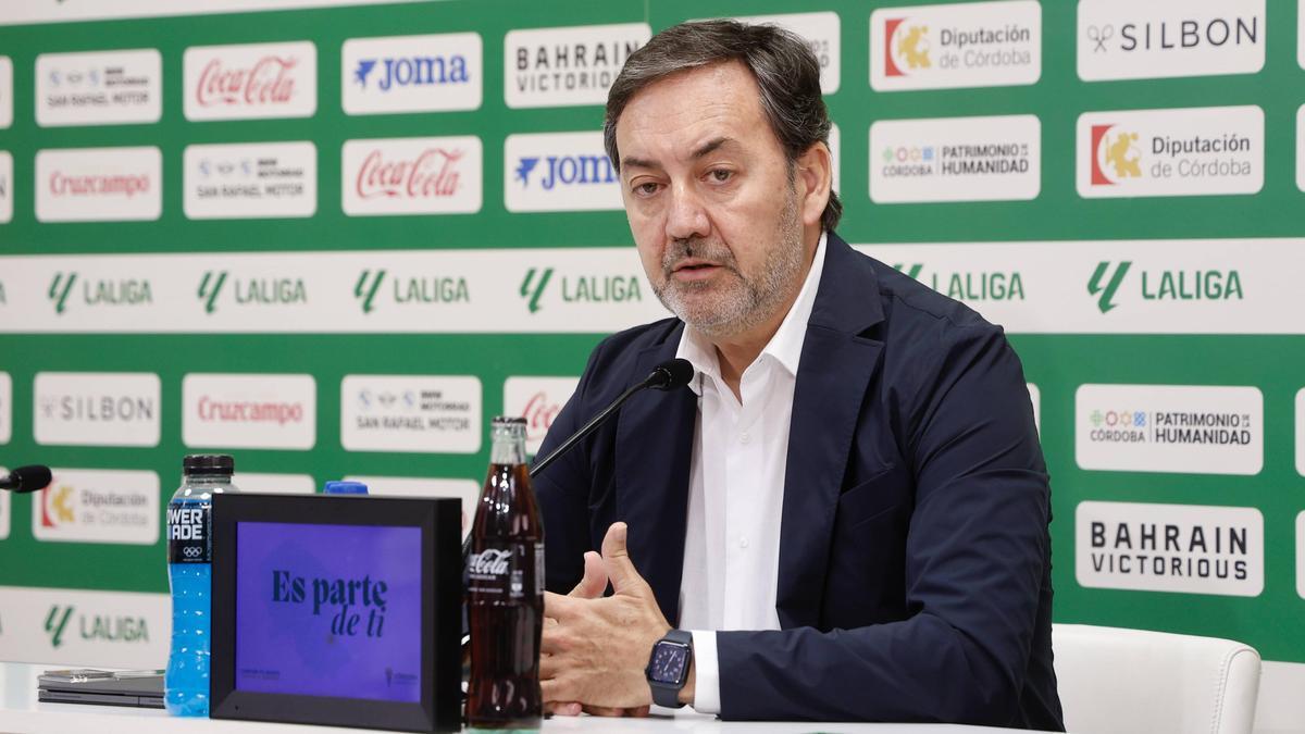 Antonio Fernández Monterrubio, CEO del Córdoba CF, en la sala de prensa del estadio El Arcángel.