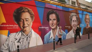 Mujeres científicas en un mural en Barcelona.
