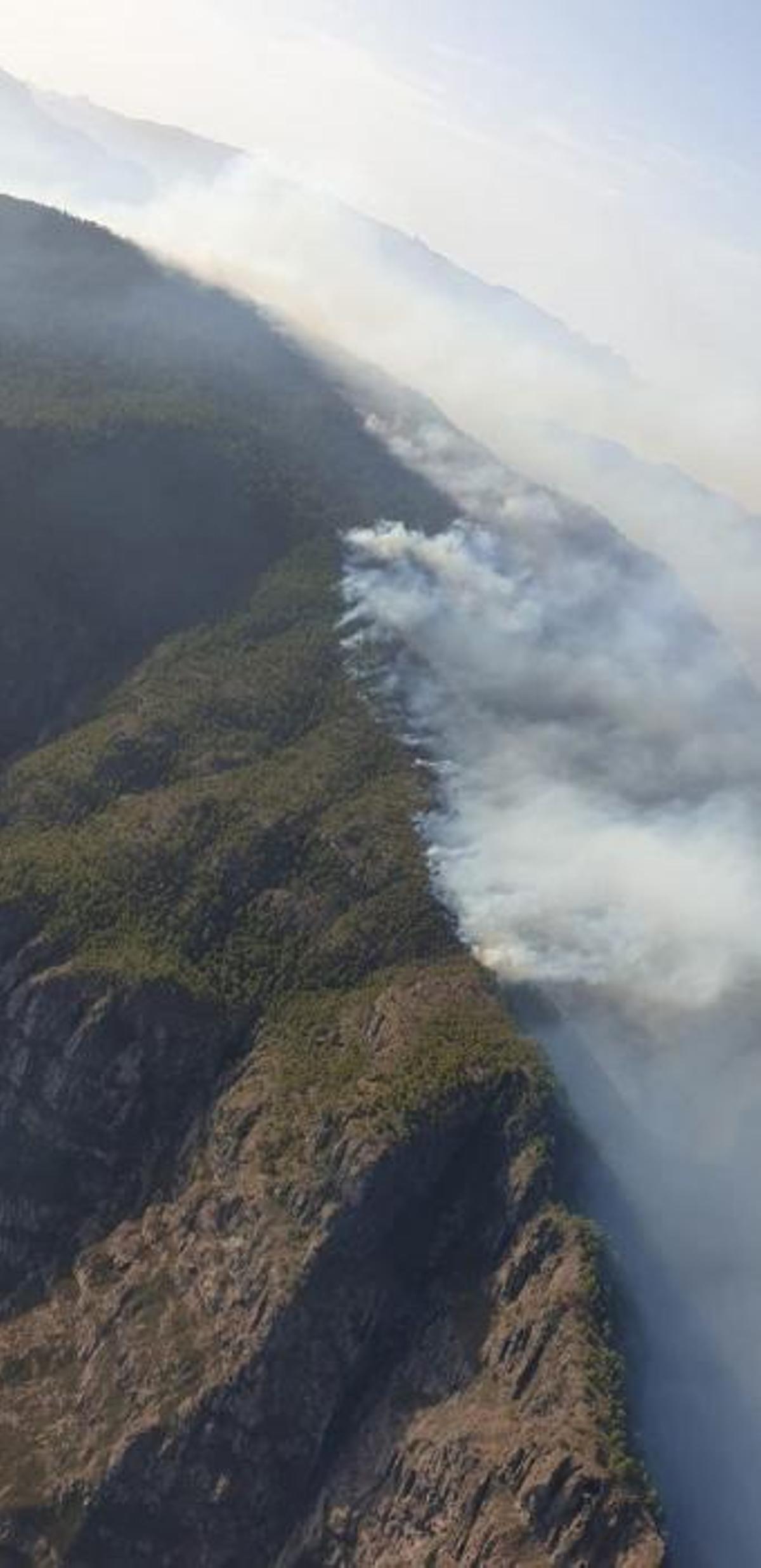 Vista aérea del incendio de Gran Canaria