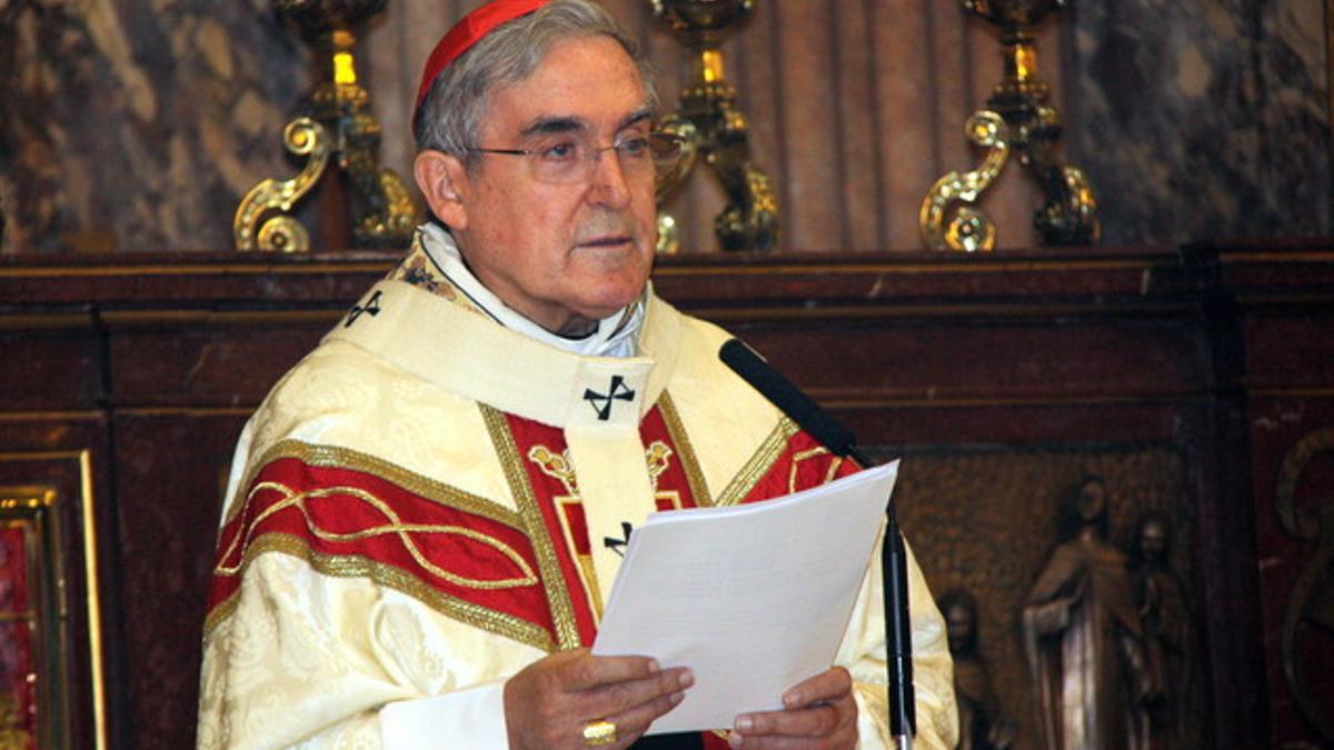 El arzobispo de Barcelona, Lluís Martínez Sistach, durante la homilía de la Mercè, este jueves.