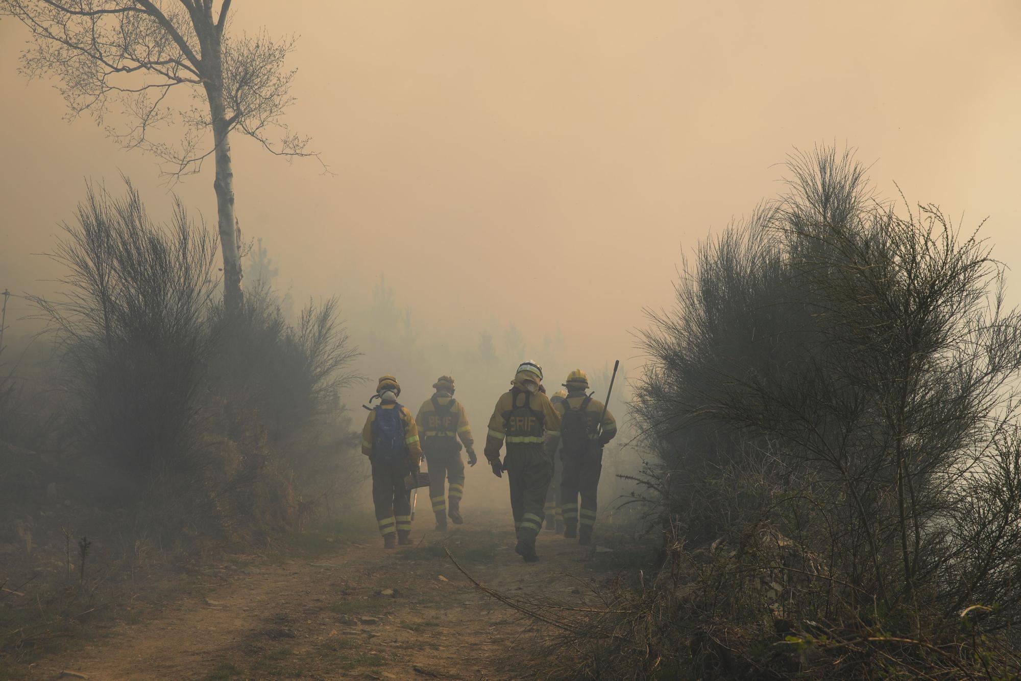 Las imágenes del preocupante incendio en Tineo