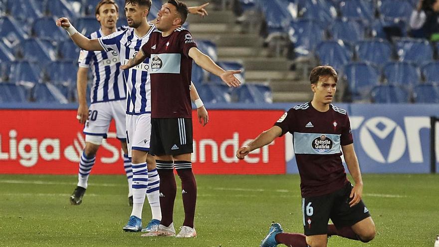 Aspas y Denis Suárez, en la última visita del Celta al Reale Arena. | // LOF