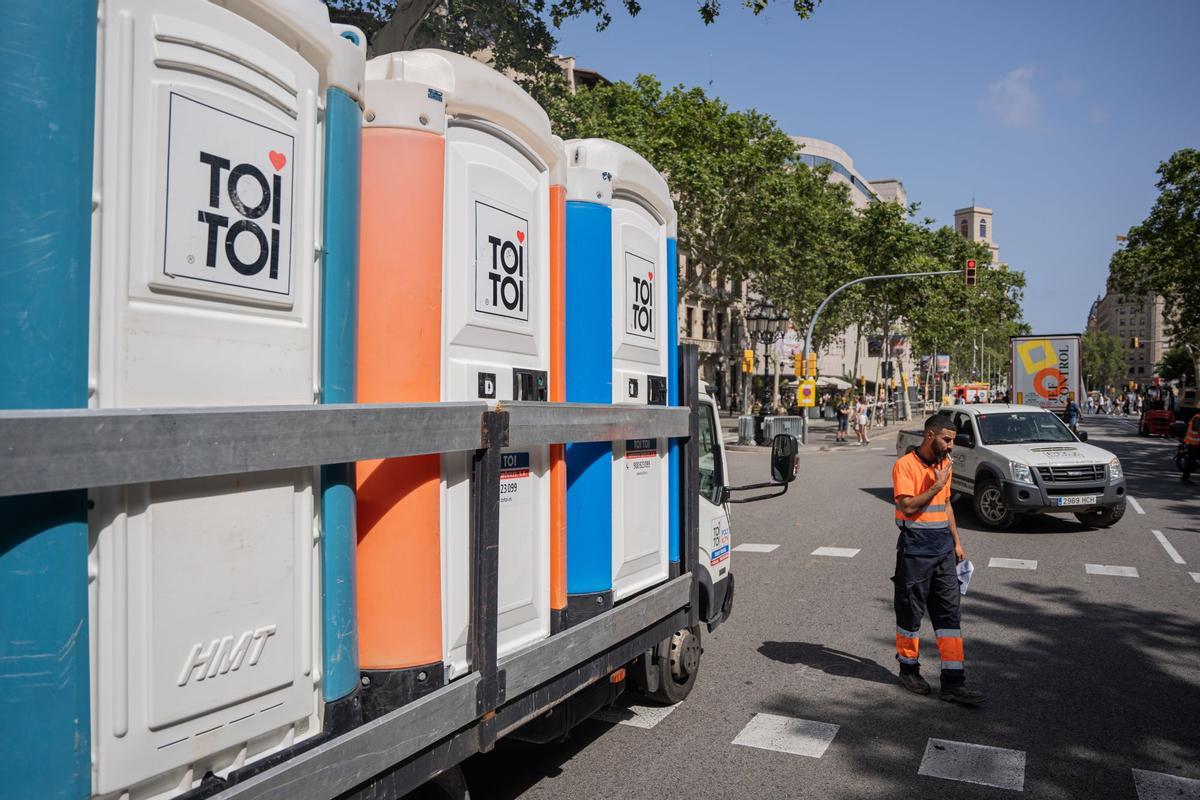 Preparativos para la exhibición de F1 en Barcelona