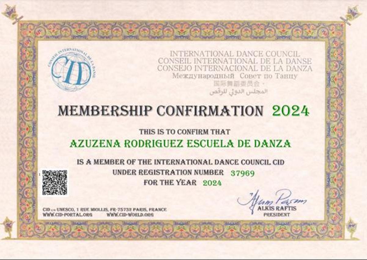 Reconocimiento de la UNESCO a la Escuela de Danza Azuzena Rodríguez.