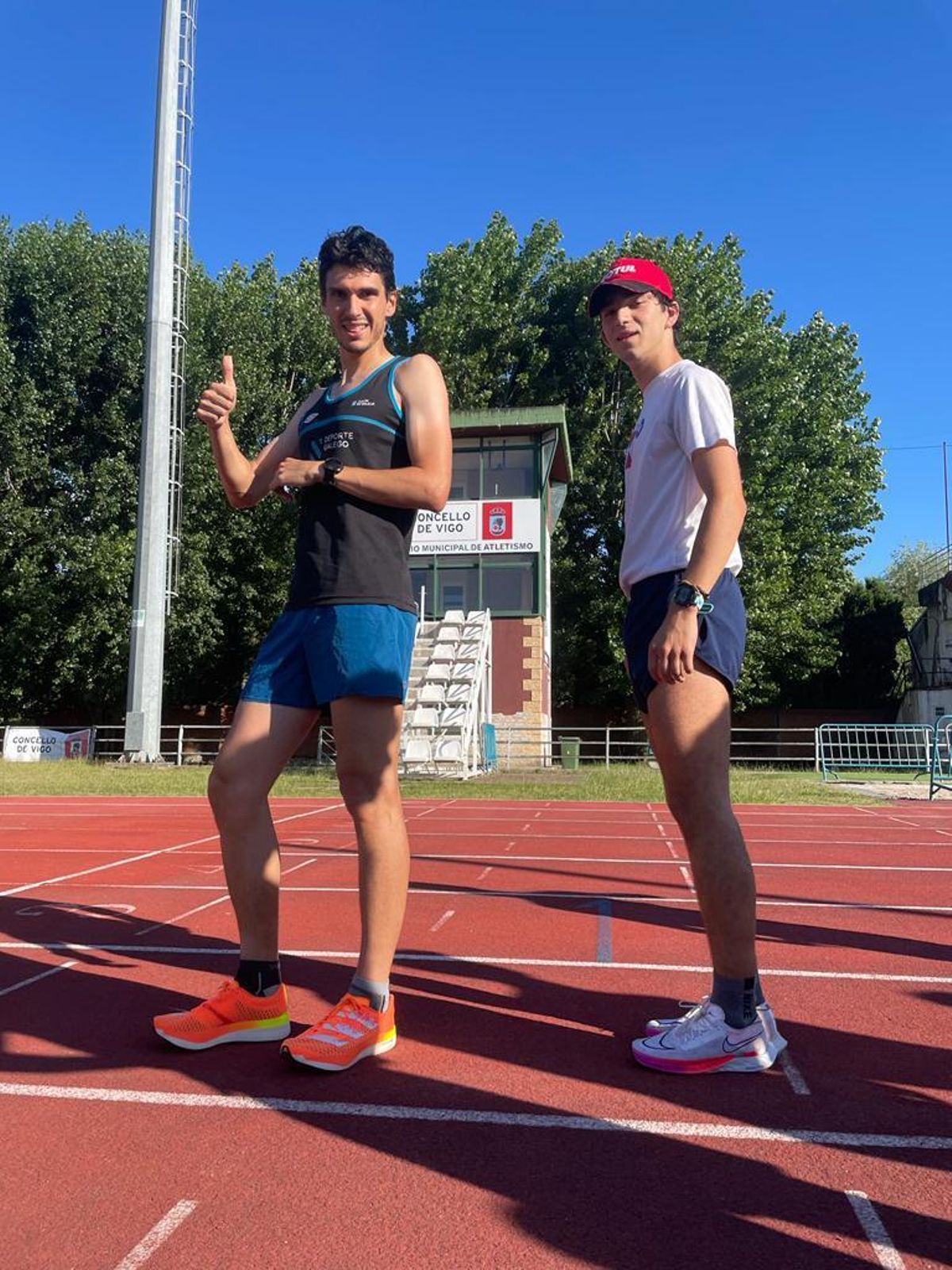 Vázquez, junto a Carlos Porto, durante un entrenamiento en Balaídos.