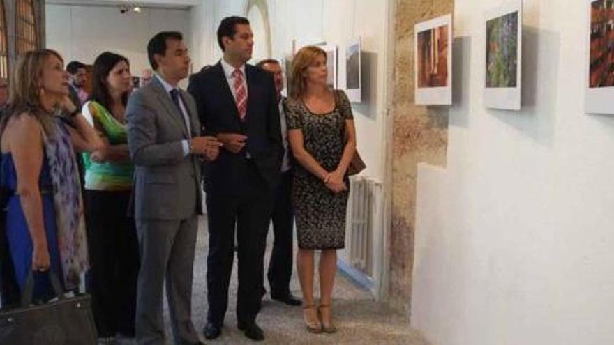 El presidente de la Diputación (centro) en la muestra &quot;Reserva de la Biosfera&quot; del Colegio Universitario.