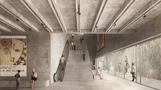 Recreació del passatge de connexió entre el palau de Victòria Eugènia i el Palau Nacional