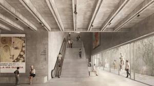 Recreación del pasaje de conexión entre el Palau de Victòria Eugènia y el Palau Nacional