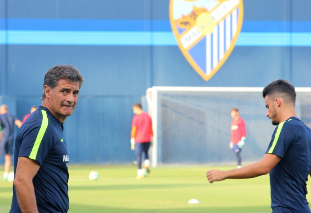 Entrenamiento del Málaga CF tras la derrota en Valencia