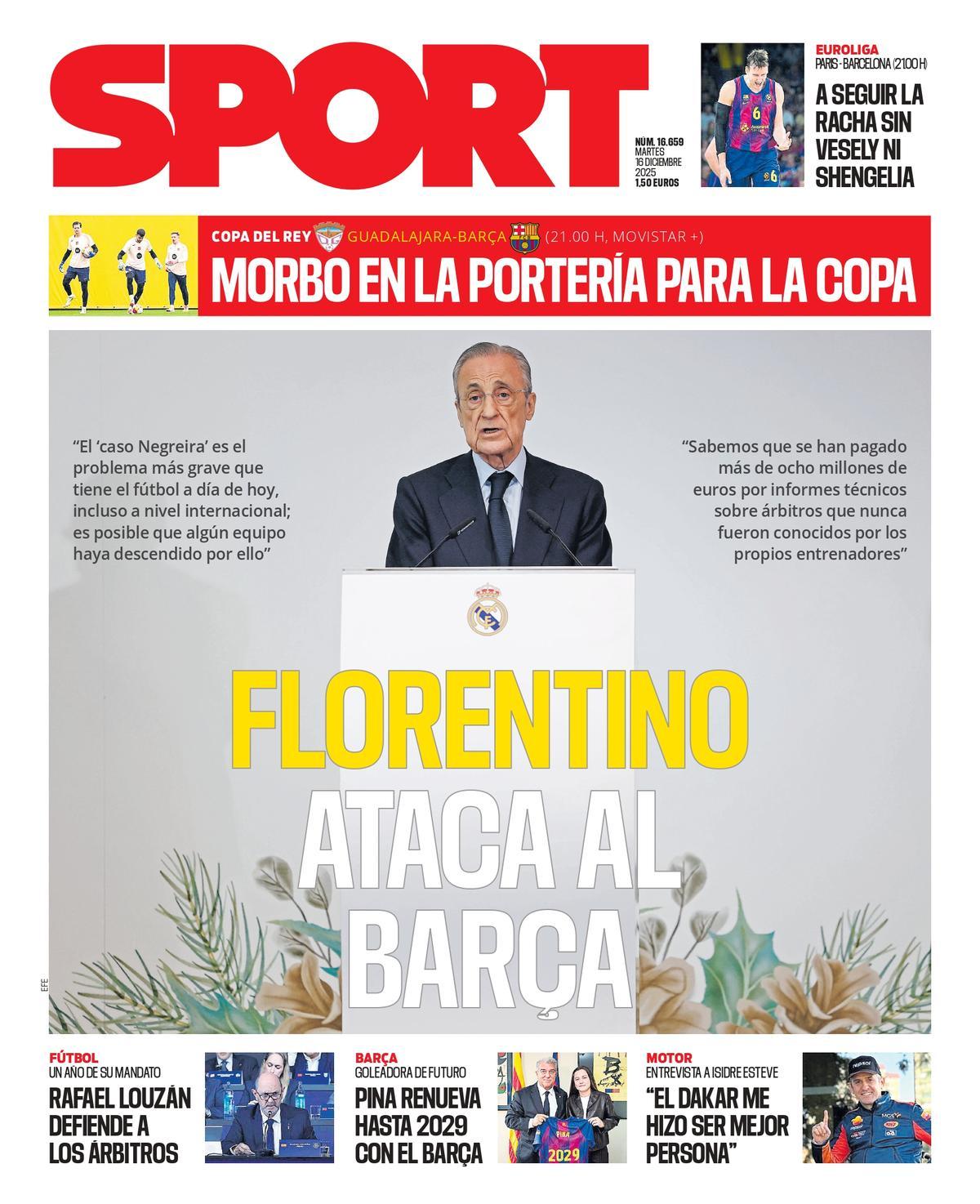Esta es la portada de SPORT de hoy martes, 16 de diciembre de 2025