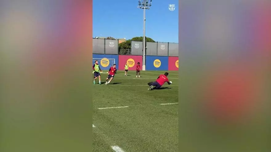 Fermín no deja de brillar en el entrenamiento blaugrana