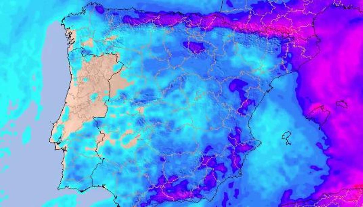 Mapa de previsión de agua acumulada para el próximo domingo. Mapa de previsión de agua acumulada para el próximo domingo.