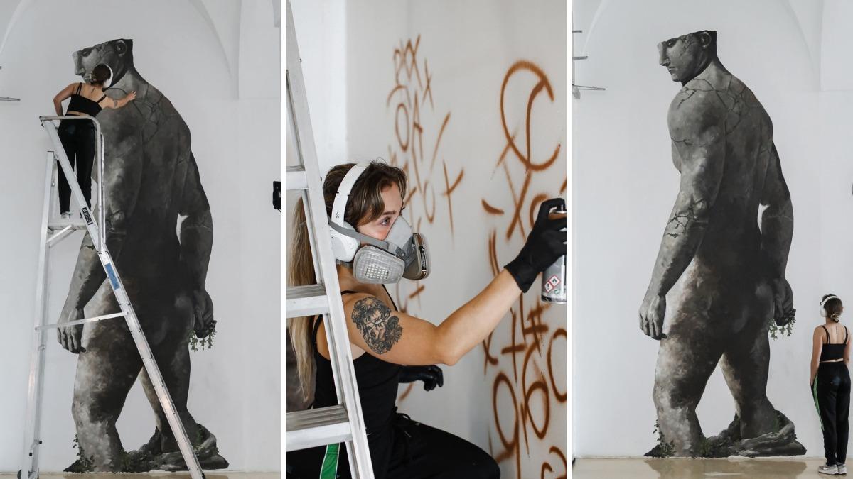 El mural que ha pintado la artista Carmen de Matos.