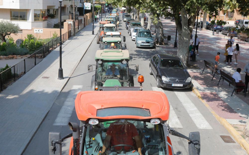 Instante de la tractorada de protesta en Requena.