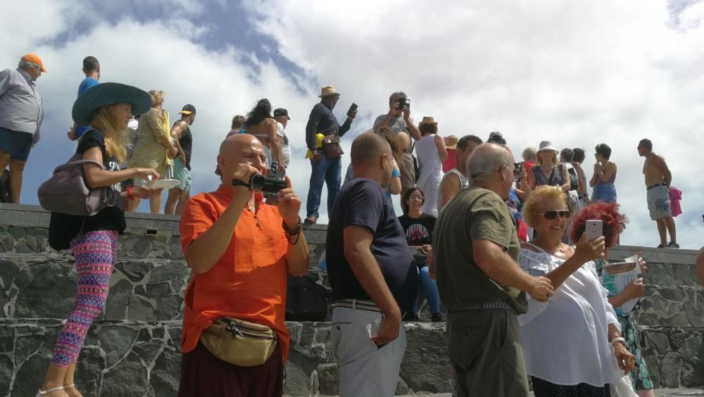 Suelta de tortugas por en Las Canteras