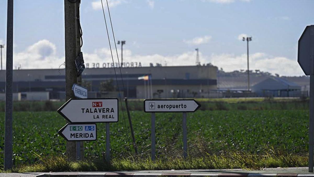 Señalización del aeropuerto de Badajoz