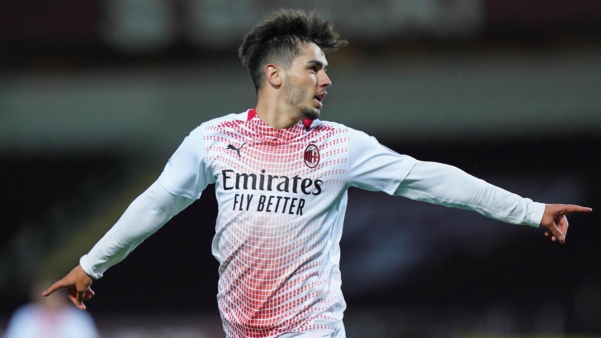 Brahim Díaz celebra un gol con el AC Milan