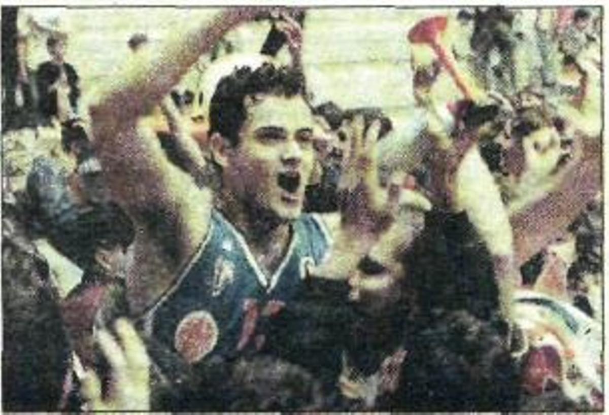 Francesc Solana, eufòric al final del partit