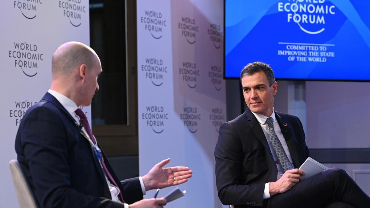 El presidente del Gobierno, Pedro Sánchez, participa en el Foro de Davos este martes.