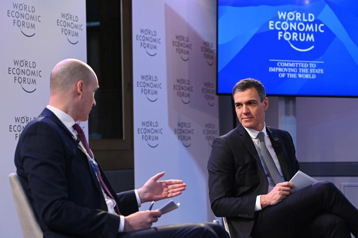 El presidente del Gobierno, Pedro Sánchez, participa en el Foro de Davos este martes. El presidente del Gobierno, Pedro Sánchez, participa en el Foro de Davos este martes.