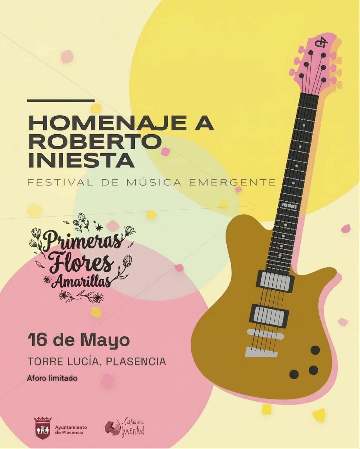 El cartel del primer Festival de Música Emergente de Plasencia, en homenaje a Robe.