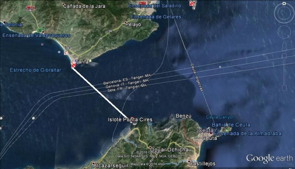 Dos pilareños cruzan el estrecho de Gibraltar a na