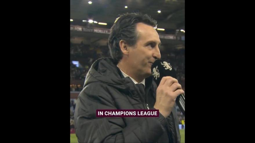Unai Emery dirigiéndose a Villa Park después de clasificarse para la Champions League