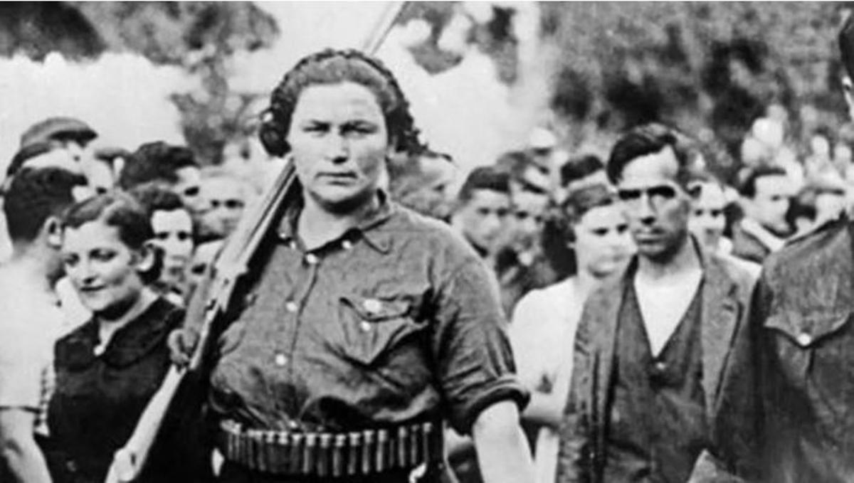 Rosa Font, 'la Budella', en una manifestación del 1 de Mayo.