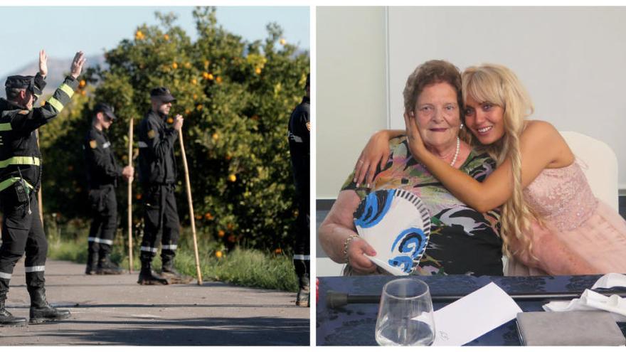 A la izquierda, soldados de la UME se disponen a rastrear minuciosamente un campo de Manuel en busca del cadáver de Marta Calvo. A la derecha, Marta Calvo junto a su abuela materna.