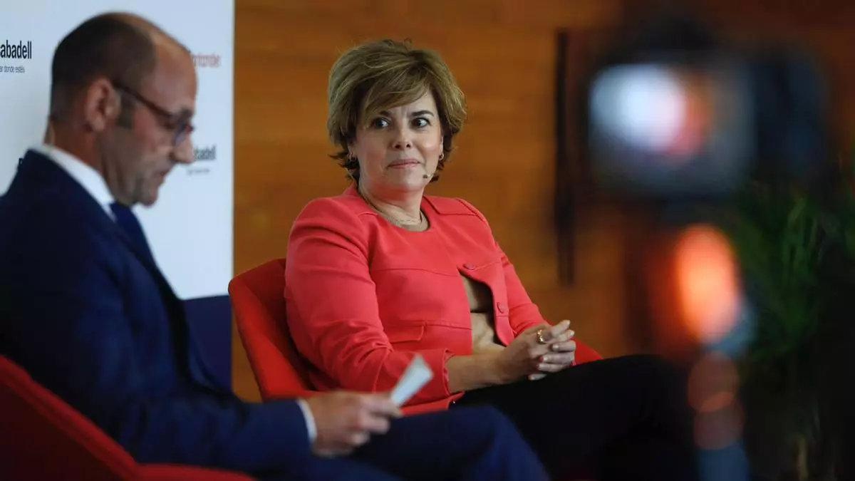 Soraya Sáenz de Santamaría, este martes, durante su intervención en el foro ADEA.