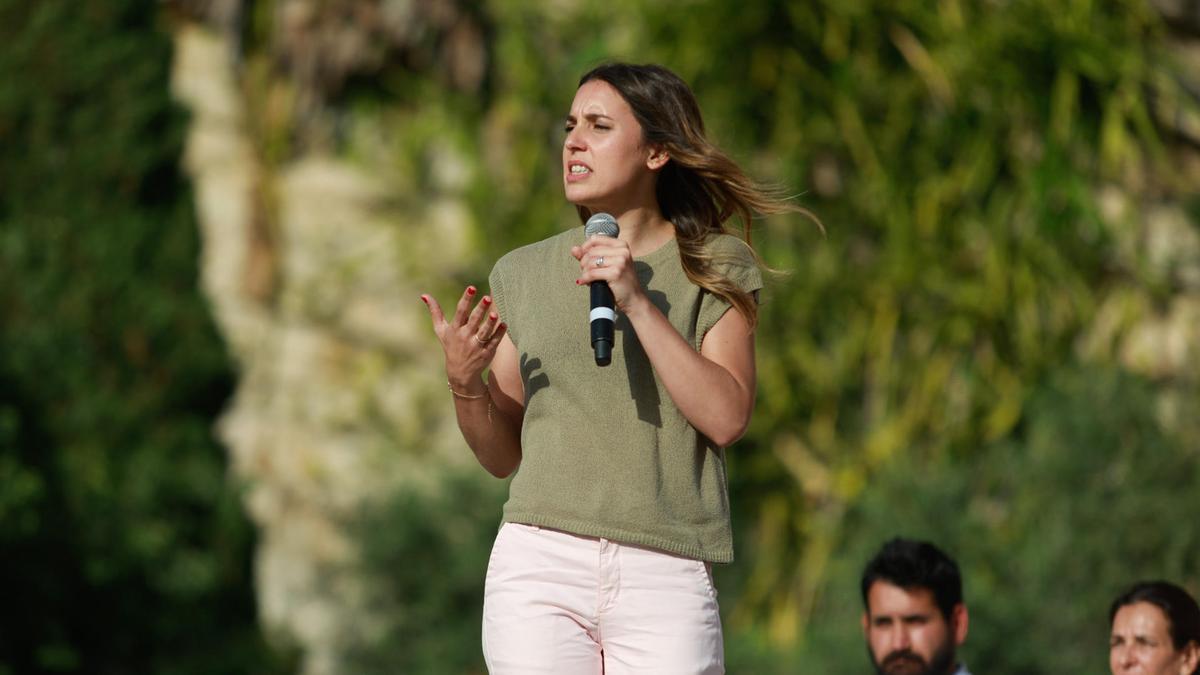 La ministra de Igualdad, Irene Montero, en un acto electoral en Ibiza