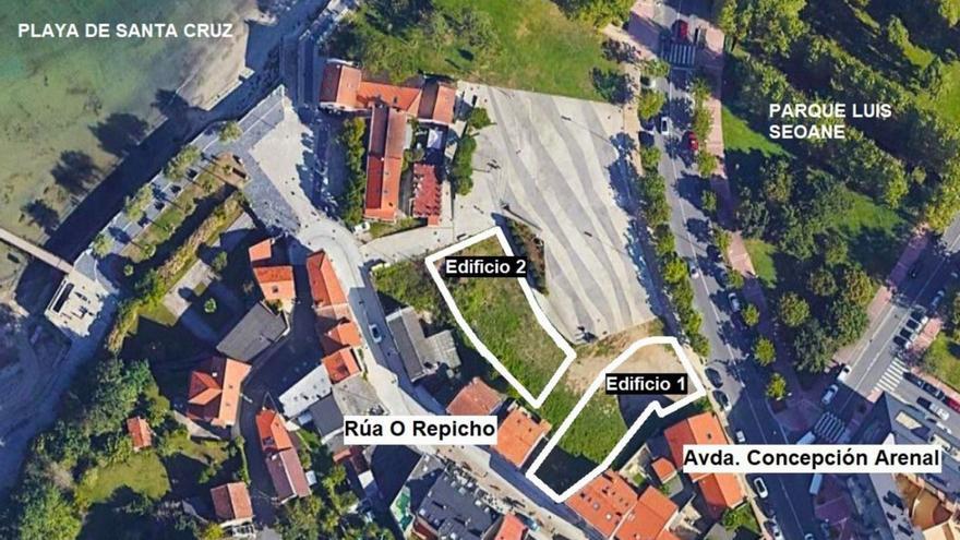 Ubicación de los dos futuros edificios alrededor de la plaza Esther Pita, en Santa Cruz. | LOC