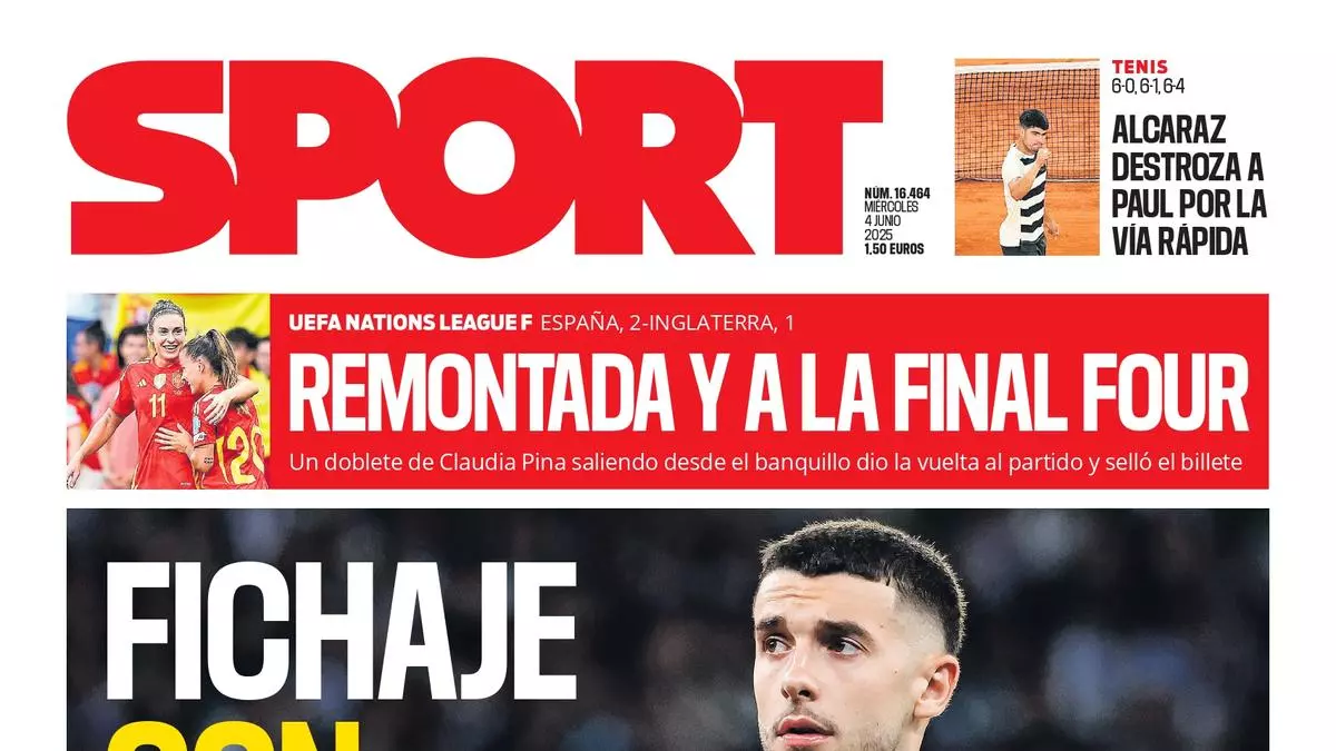 La portada de SPORT de hoy mircoles, 4 de junio de 2025