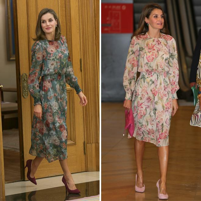 Doña Letizia con vestido de flores