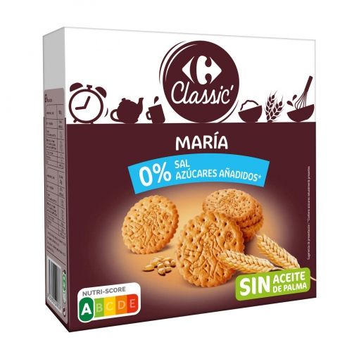 Galletas Classic María 0% sal-azúcares añadidos.